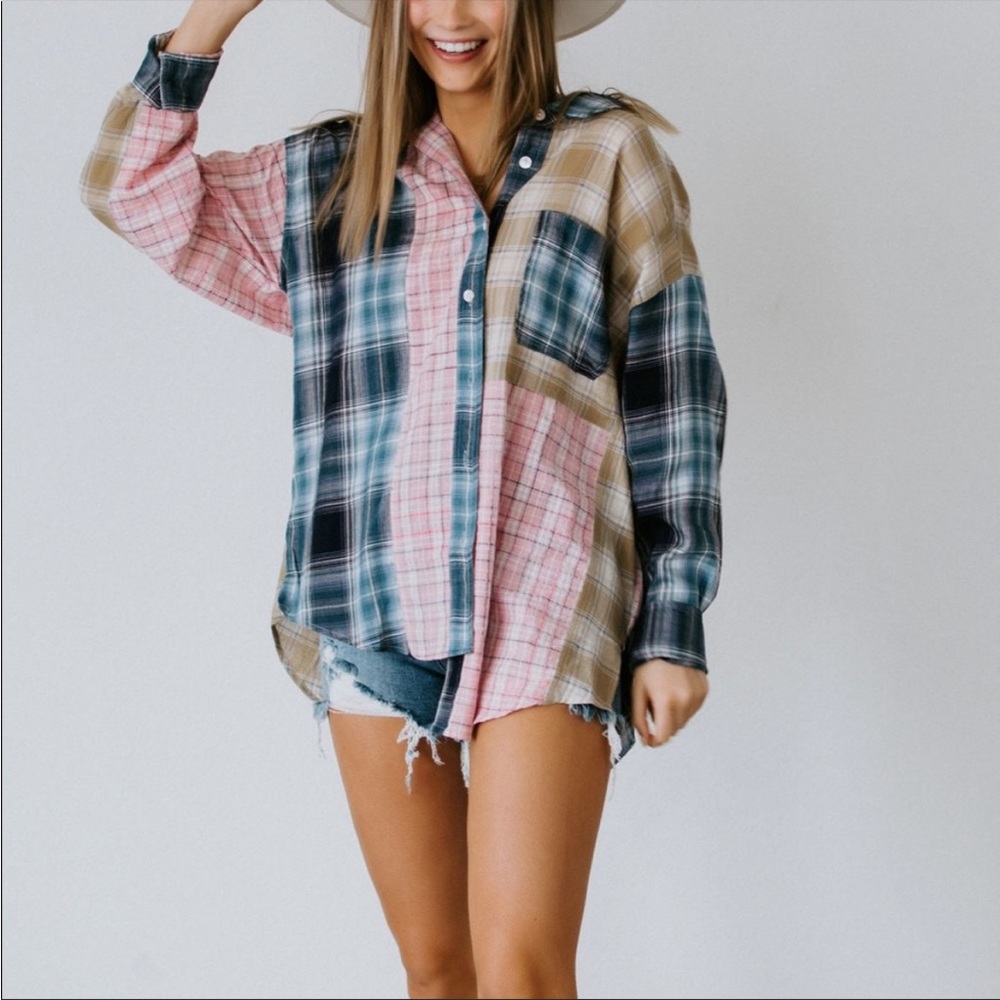 Keysha Patchwork Plaid Top - Lauriebelles